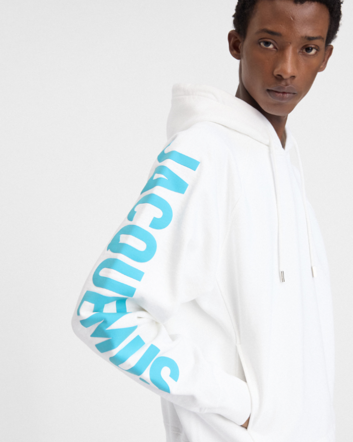 The Typo hoodie Logo sleeve hoodie white