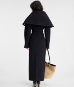 Draped-collar coat.